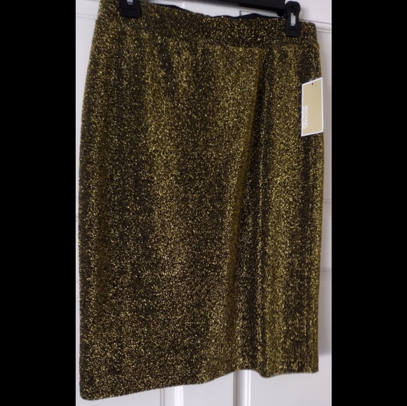 Michael Kors Dresses & Skirts - Michael Kors Gold Glitter Pencil Skirt SIZE M